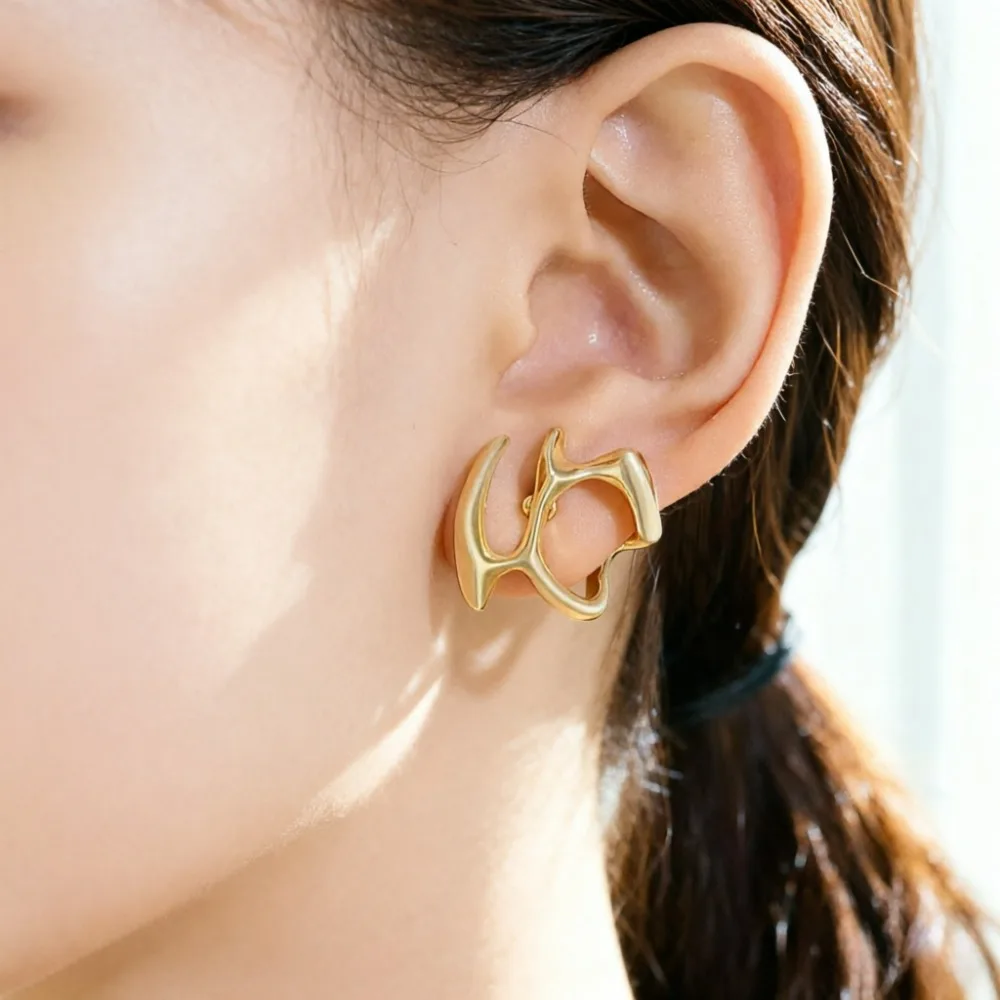 Punk Irregular Silver Color Liquid Earrings Hip-Hop Personality Metal Hollow Earrings Girls Party Jewelry Gifts Y2K Accessories