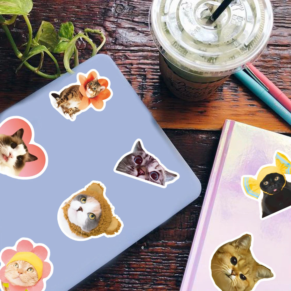 50PCS Funny and Realistic Cute Cat Stickers For Laptop Helmet Phone Case Decal BulingBulingStickers Store