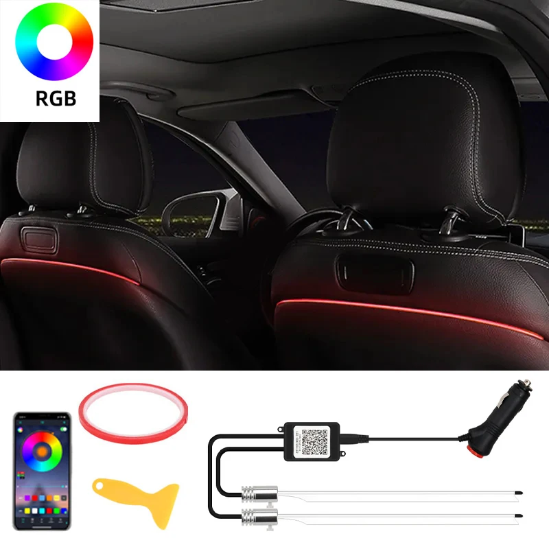 2in1 APP 64Color Car Backrest Seat Back LED Ambient Lighting Replacement Modified Original Luminous Rear Seat Light Modification