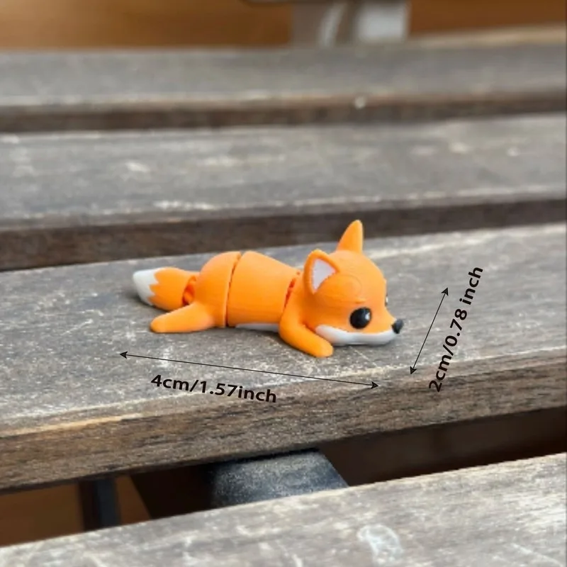 3D Printed Cute Articulated Fox Figurine, Movable Joints Desk Decoration, Stress Relief Toy for Kids, Fun Night Market