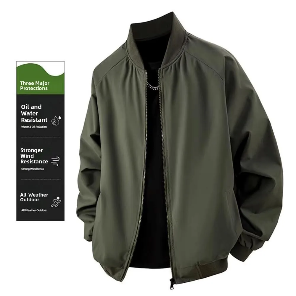 

Мужская ветрозащитная цветная бейсбольная куртка с воротником-пилотом, повседневная универсальная весенне-осенняя модная молодежная верхняя одежда