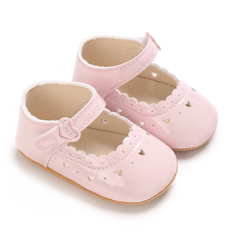 Effen Kleur Baby Meisje Mary Jane Schoenen Met Zachte Rubberen Zool Antislip Lente En Herfst Prinses Schoenen Geschikt Voor 0-18M Baby's