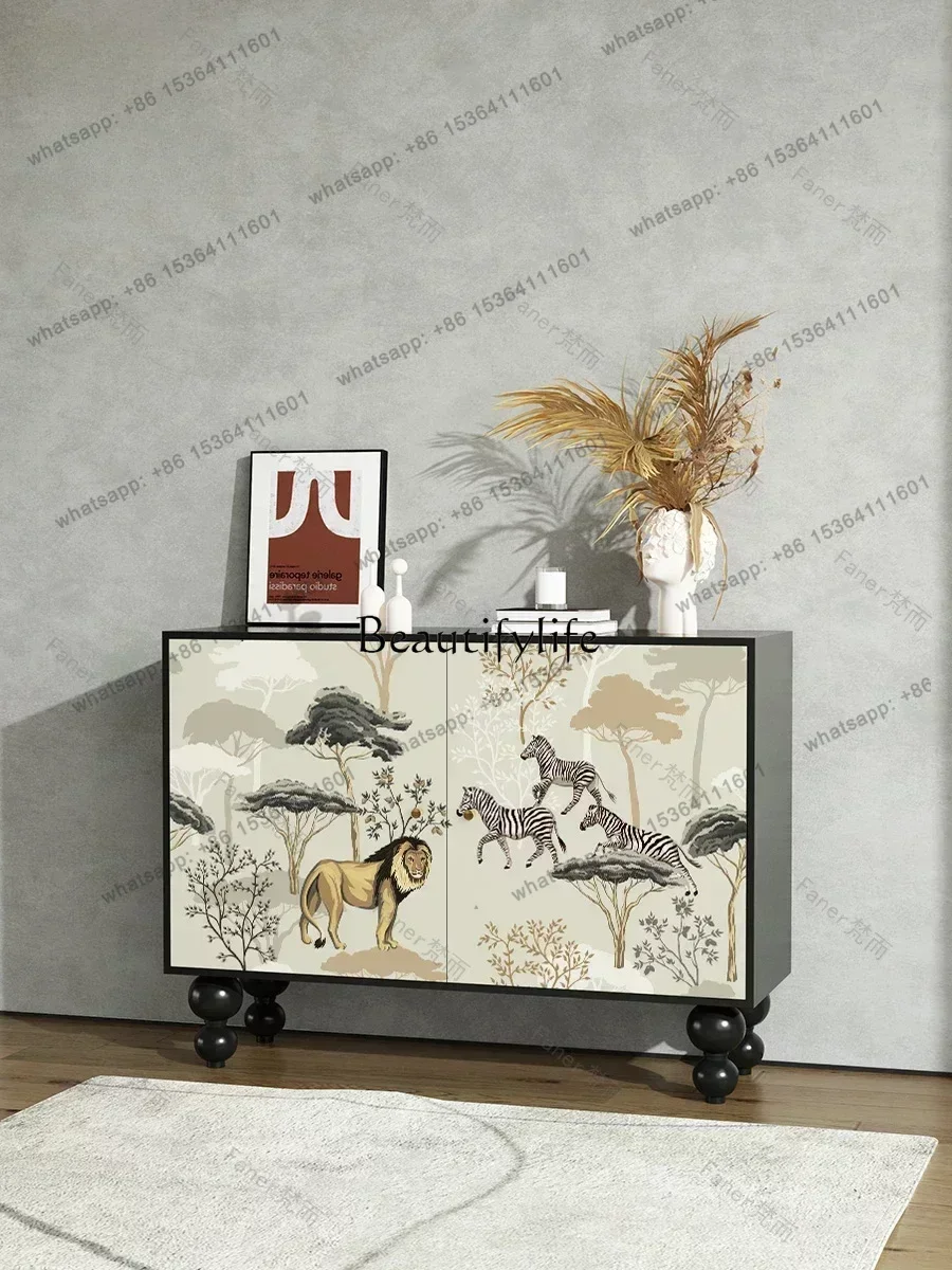 French Retro Living Room Sofa Retro Side Cabinet Side Cabinet Locker Storage Cabinet Wall Meal