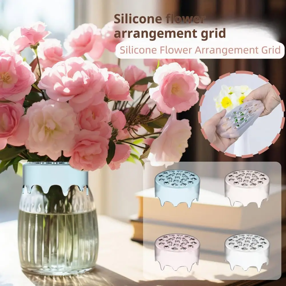 1/2Pcs Silicone Flower Arrangement Holder Reusable DIY Vase Bouquet Spiral Ikebana Stem Holder Floral Arranger Grid Plant Fixati