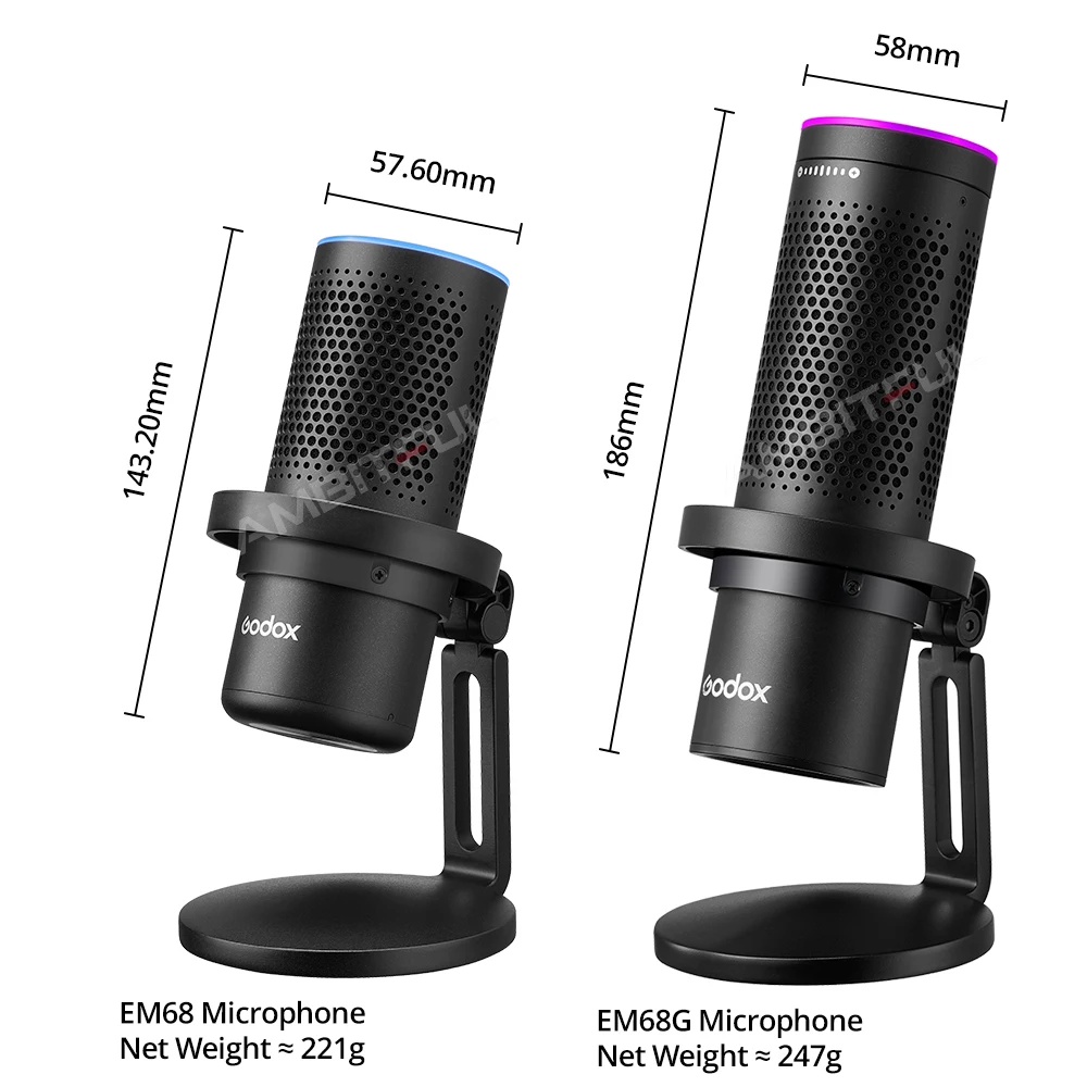 EM68G RGB USB Condenser Microphone E-sports Cardioid Microphone for Studio Mic Adjusting Controlled By Mic App