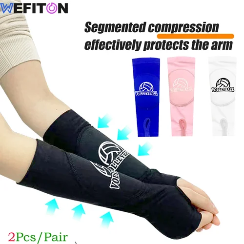 Imagen 2 del producto 1 par de fundas de brazo de voleibol, protección acolchada para el antebrazo con orificio para el pulgar para niños y adultos, equipo deportivo para pasear/parar