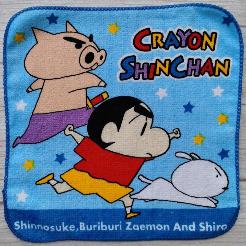 20x20cm kredka Shin-chan Cartoon dziecięcy ręcznik do twarzy Anime bawełniany domowy pochłaniający wodę szybkoschnący ręcznik kwadratowy dziecięcy