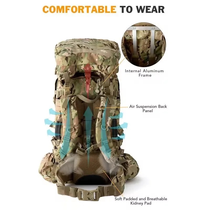 100L Large Capacity Tactical Backpack, Outdoor Multifunctional Professional Hiking Backpack