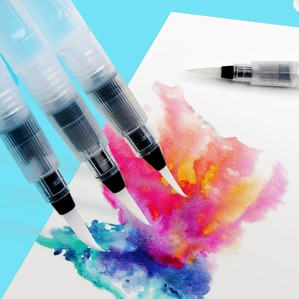 6Pcs/set Refillable Water Brush Ink Pen For Water Color Calligraphy Drawing Painting Illustration Pen Office Stationery