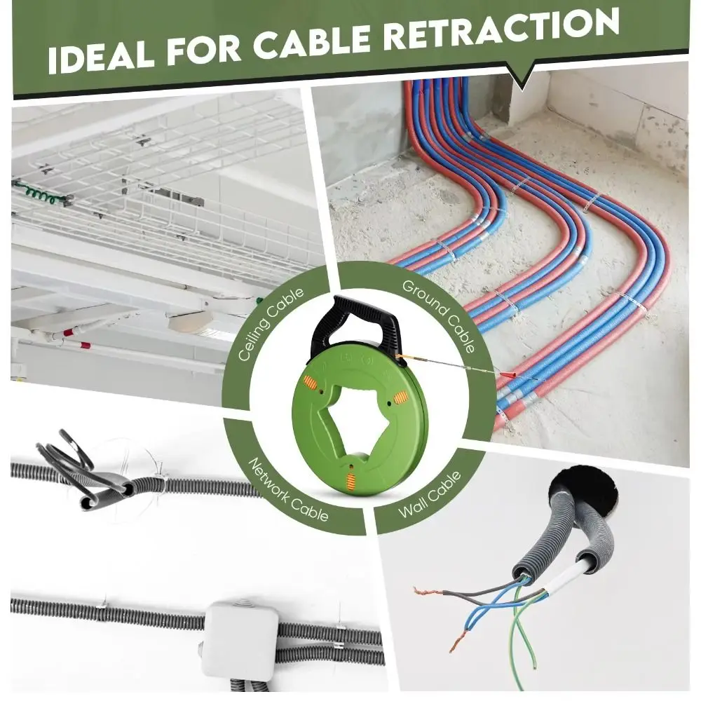 

Guide Spring Cable Pulling Aid Anti-Corrosion Data Cabling Fish Tape Reel Ergonomic Handle Durable Cable Puller
