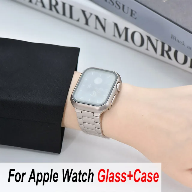 Glas + Abdeckung für Apple Watch Gehäuse 10 9 8 7 6 SE 5 iWatch Zubehör Displayschutzfolie iWatch Serie 46 mm 44 mm 40 mm 41 45 mm 38 42 mm