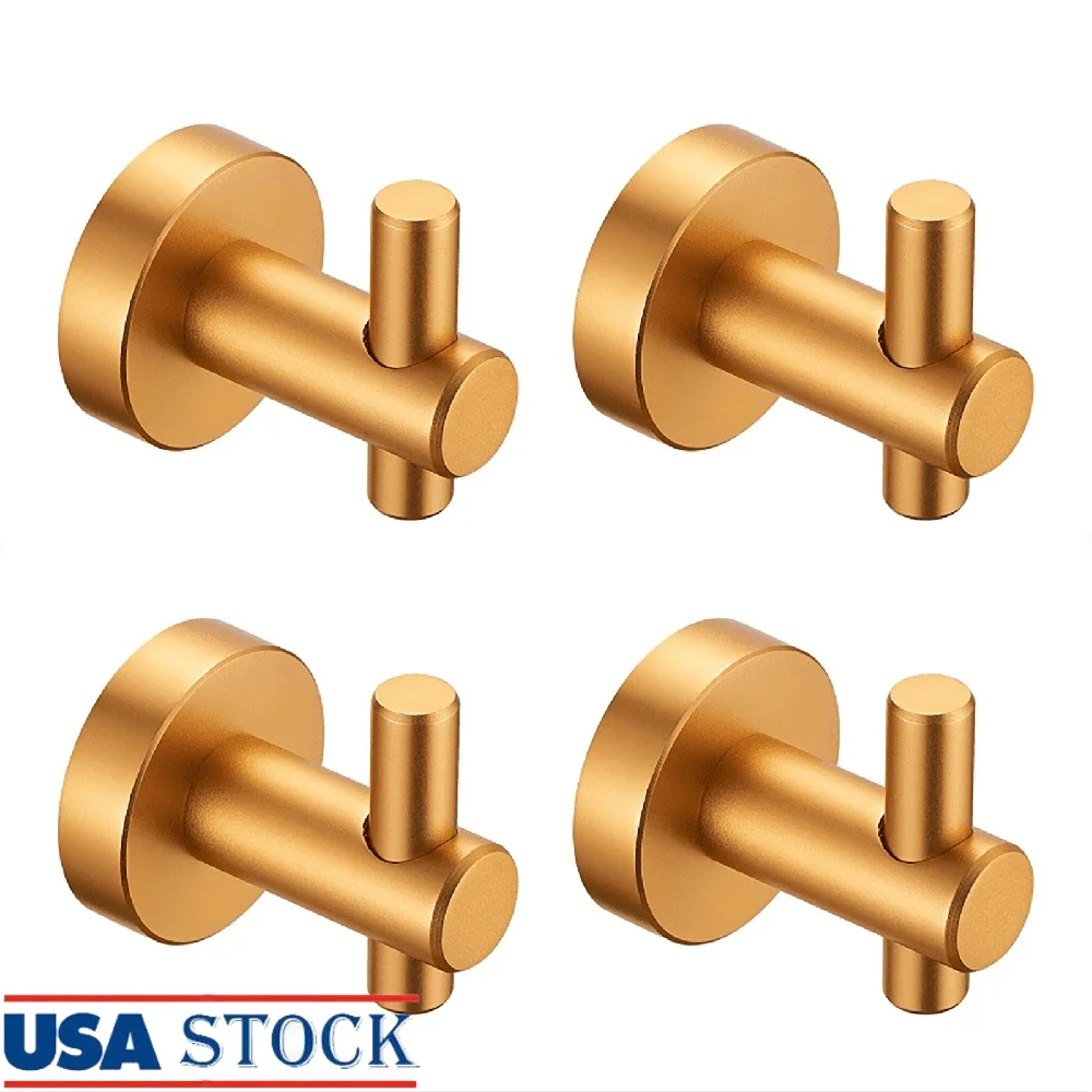 

Round Base Wall Mount Hooks 4 Pack Heavy Duty Aluminum Bathroom Kitchen Closet Organizer Easy Install Durable Screws Included