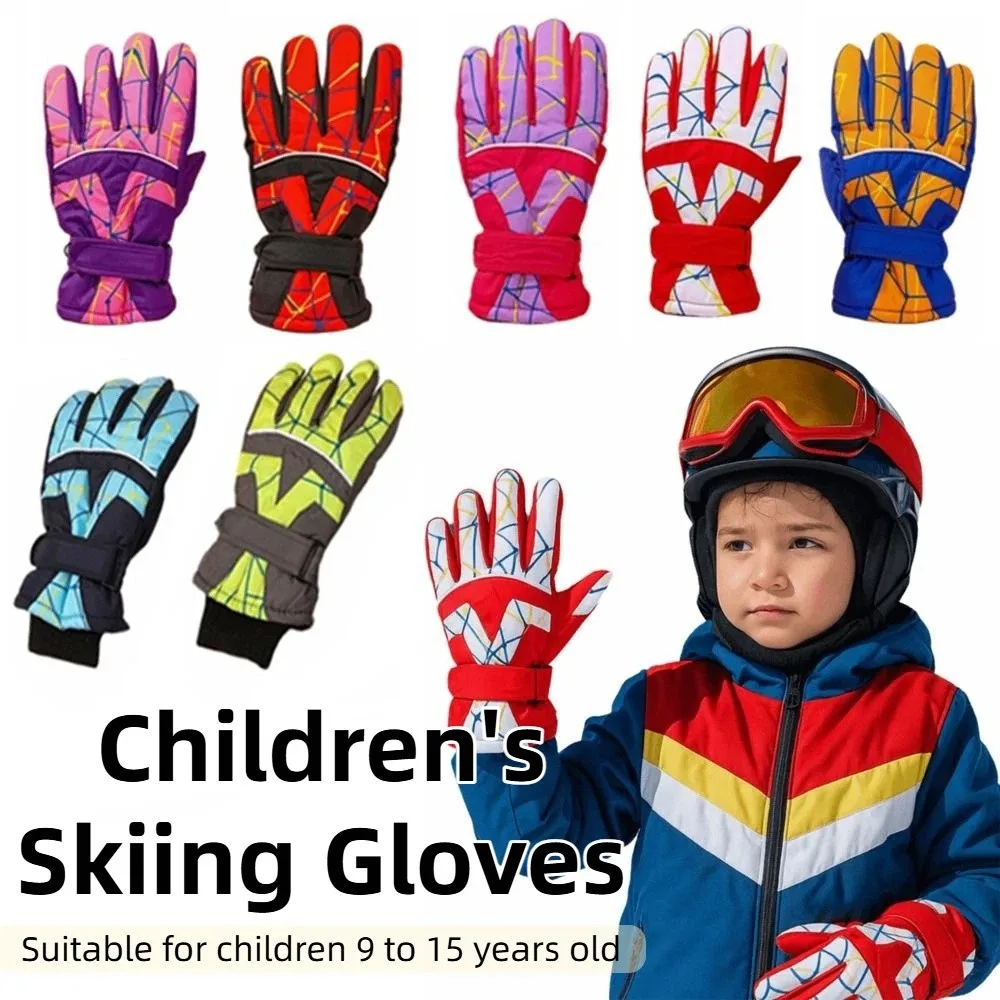 

Waterproof Children Snow Mittens Thicken Windproof Ski Gloves Thermal Adjustable Winter Snowboard Gloves Outdoor Sports