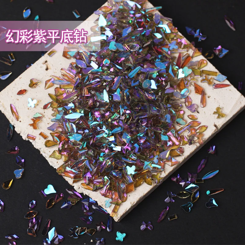 18 colori 100 pz/pacco resina casuale strass stile fantasia Aurora trasparente lucido 3D Manicure Nail Art decorazione Charms gioielli