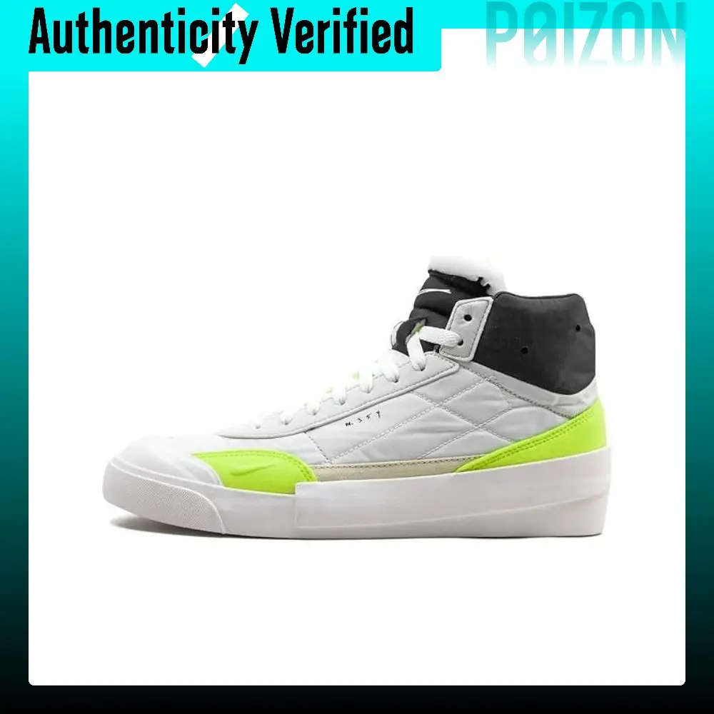 Nike Drop Type Skateboard Shoes Unisex Mid Top White/Neon Green/Black BQ5190-101