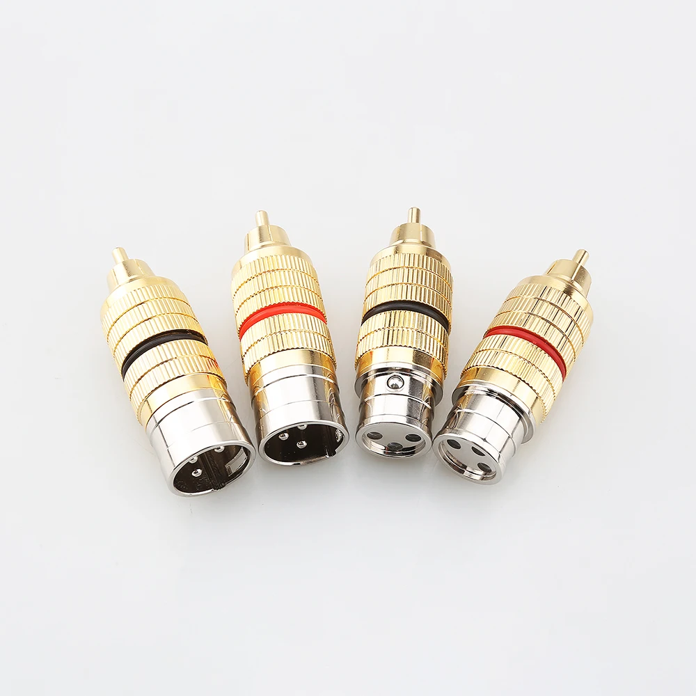 2pcs Original top quality metal build balance to RCA male plug 3 pin XLR male&female to RCA audio microphone jack adapter