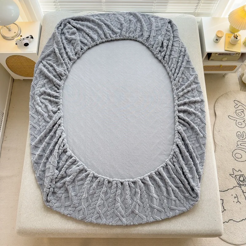 غطاء واقي للمرتبة - ملاءة شتوية من الصوف القطيفة، فانيلا من الألياف الدقيقة فائقة النعومة وصوف مرجاني للطقس البارد