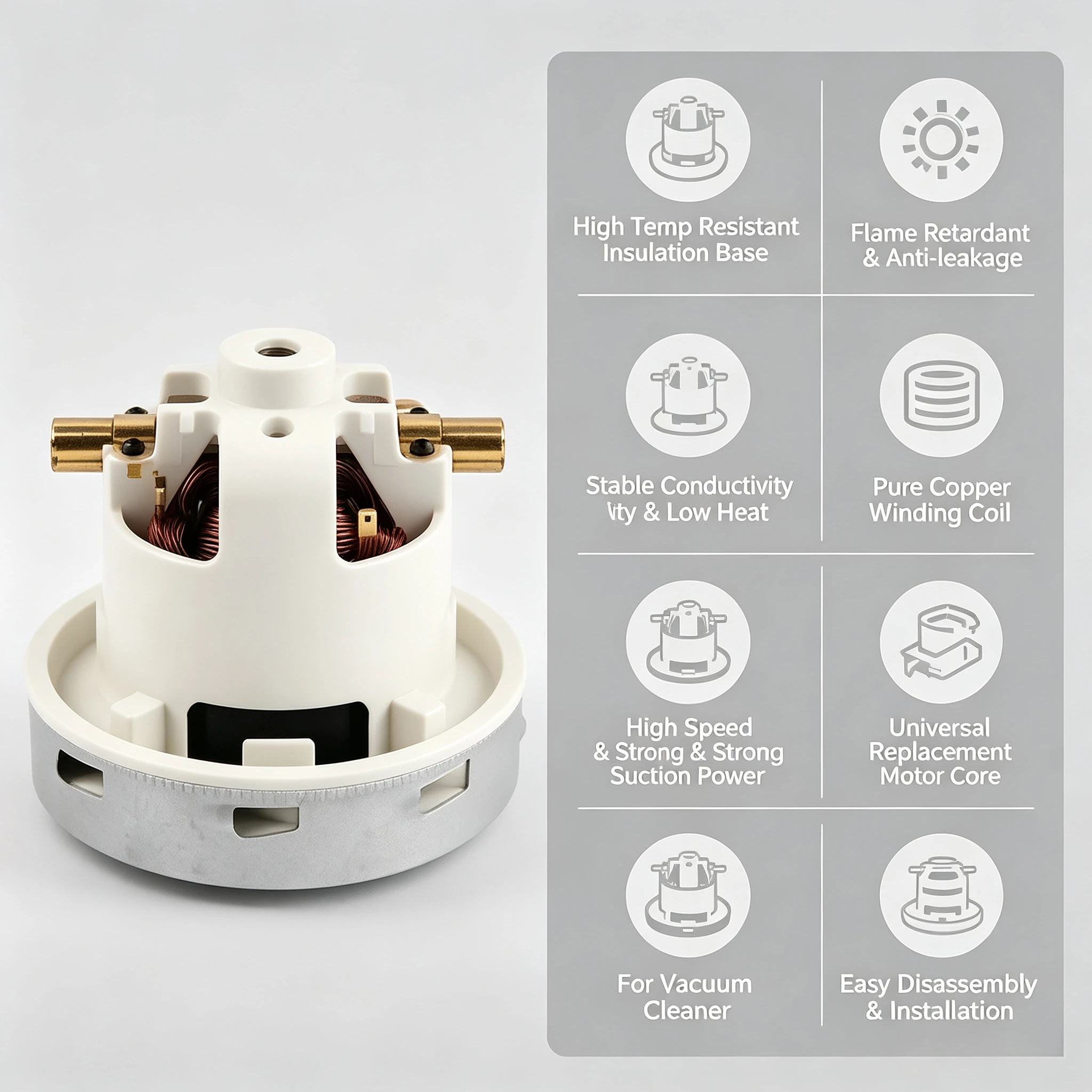 Universal Vacuum Cleaner Replacement Motor 1200W, High Suction Spare Fan Blower Motor for Home Upright & Canister Vacuum Repair