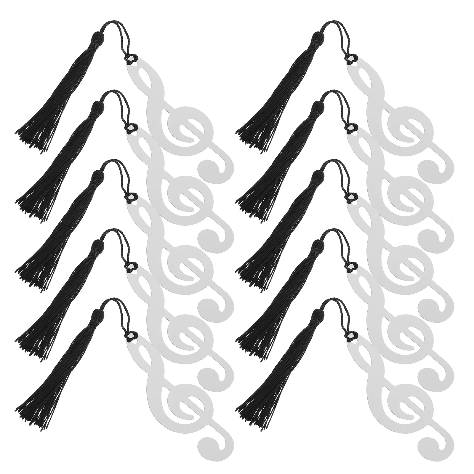 

10Pcs Stainless Steel Musical Note Metal Bookmarks Black Tassel Graduation Bookmark Gifts for Reading Lovers Metal Bookmarks