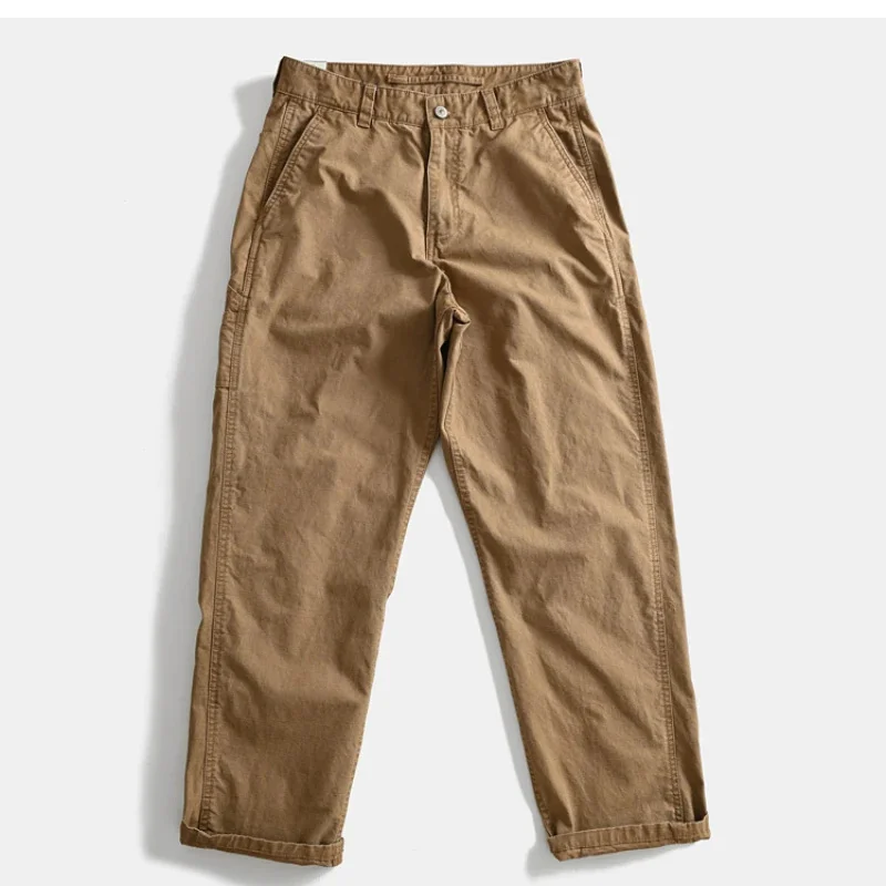 

Тяжелые хлопковые ретро широкие брюки, свободные микроконические прямые повседневные брюки, осенние мужские длинные трендовые брюки-карго для папы