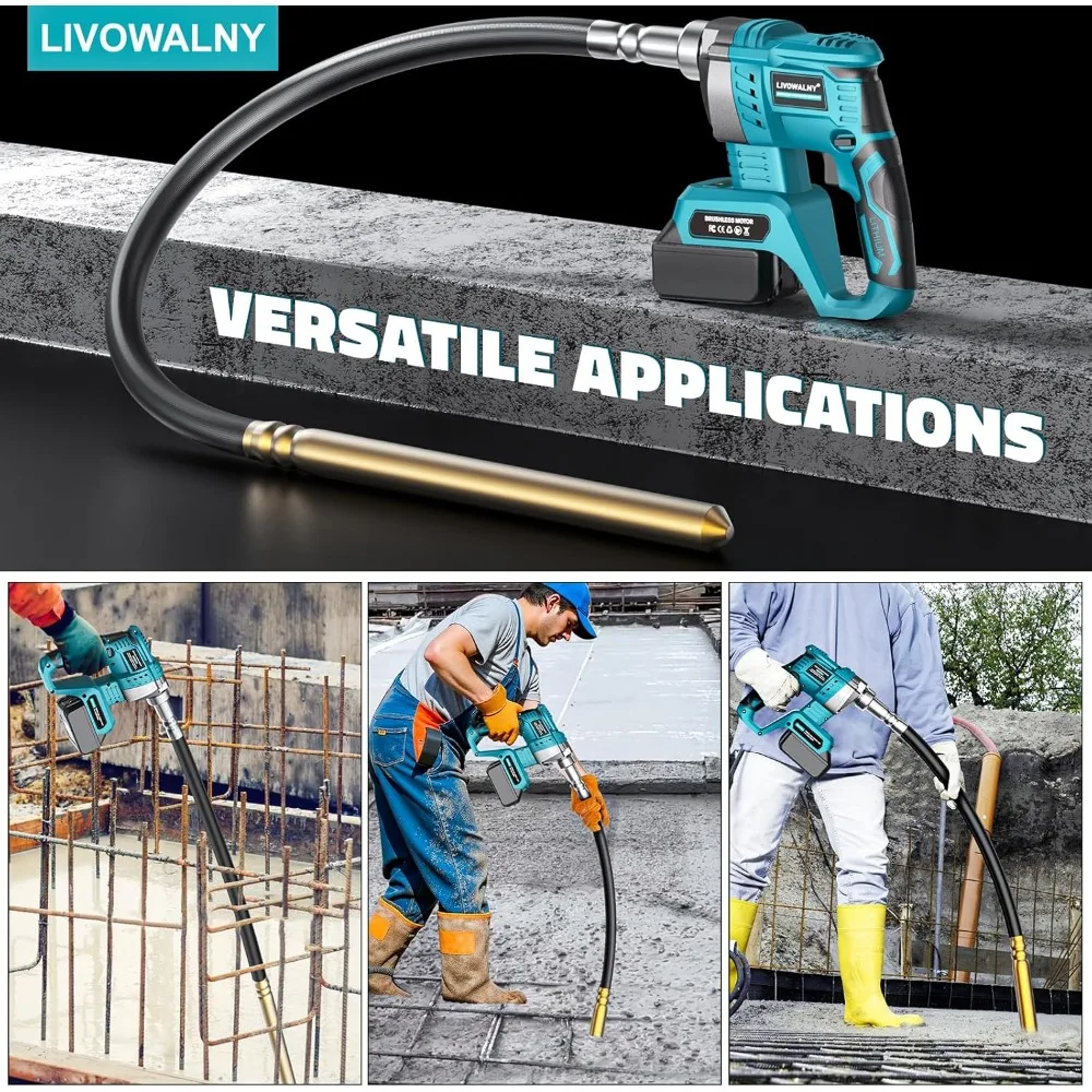 Herramienta vibratoria de hormigón portátil Compatible con batería Makita de 18 V (sin batería), Vibra de hormigón eléctrica inalámbrica de 600 W