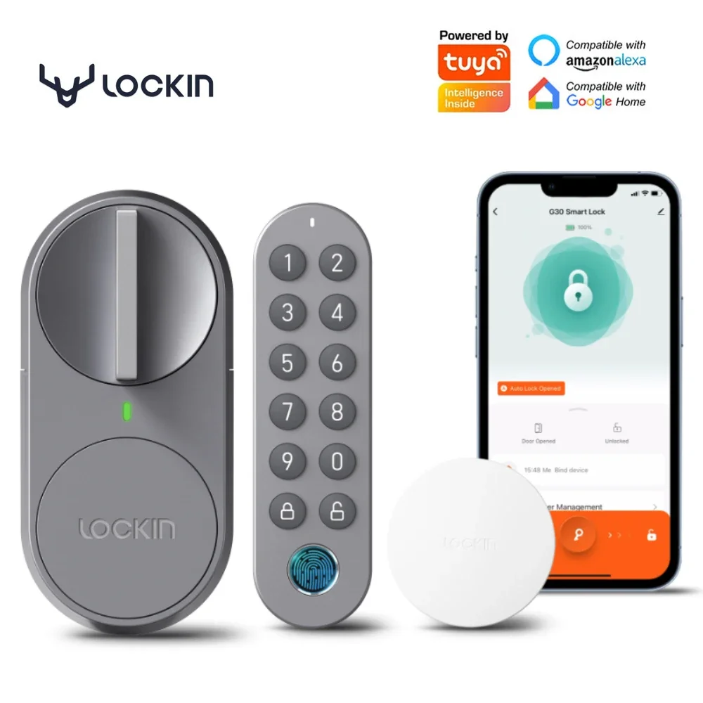 

Lockin G30 Tuya App WiFi Smart Door Lock Quick Keyless Entry Bluetooth Fingerprint Keypad Unlock Compatible with Alexa Google