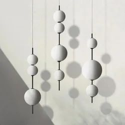 Candelabro colgante de cuentas de vidrio blanco LED de diseño italiano, accesorio de iluminación colgante de bola redonda para decoración del hogar, cafetería, Bar, dormitorio y cocina