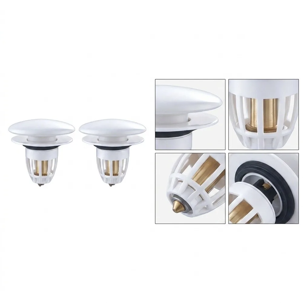 Porcelain Cover Sink Drain Stopper with Solid Cartridge and Cage-Shaped Hair Filter for Standard Basin 3-4cm Opening