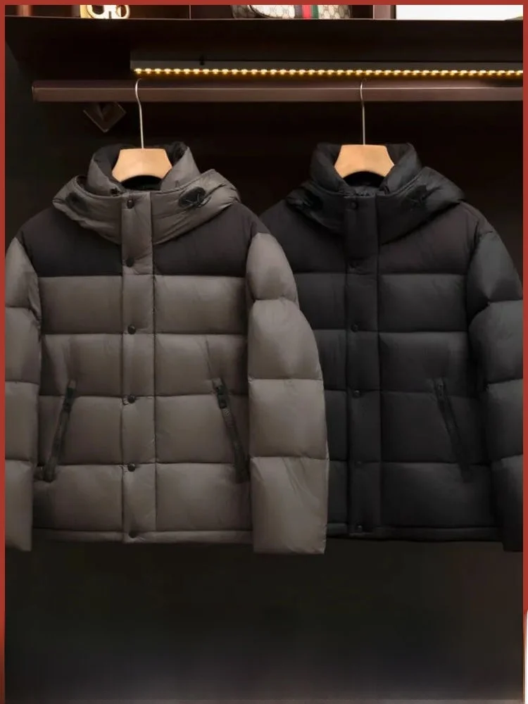 

Winter Thiened Men's down Jaet Windproof Waterproof Warm Du Feather Coat Zipper Closure Casual Sle Polyester Fabric