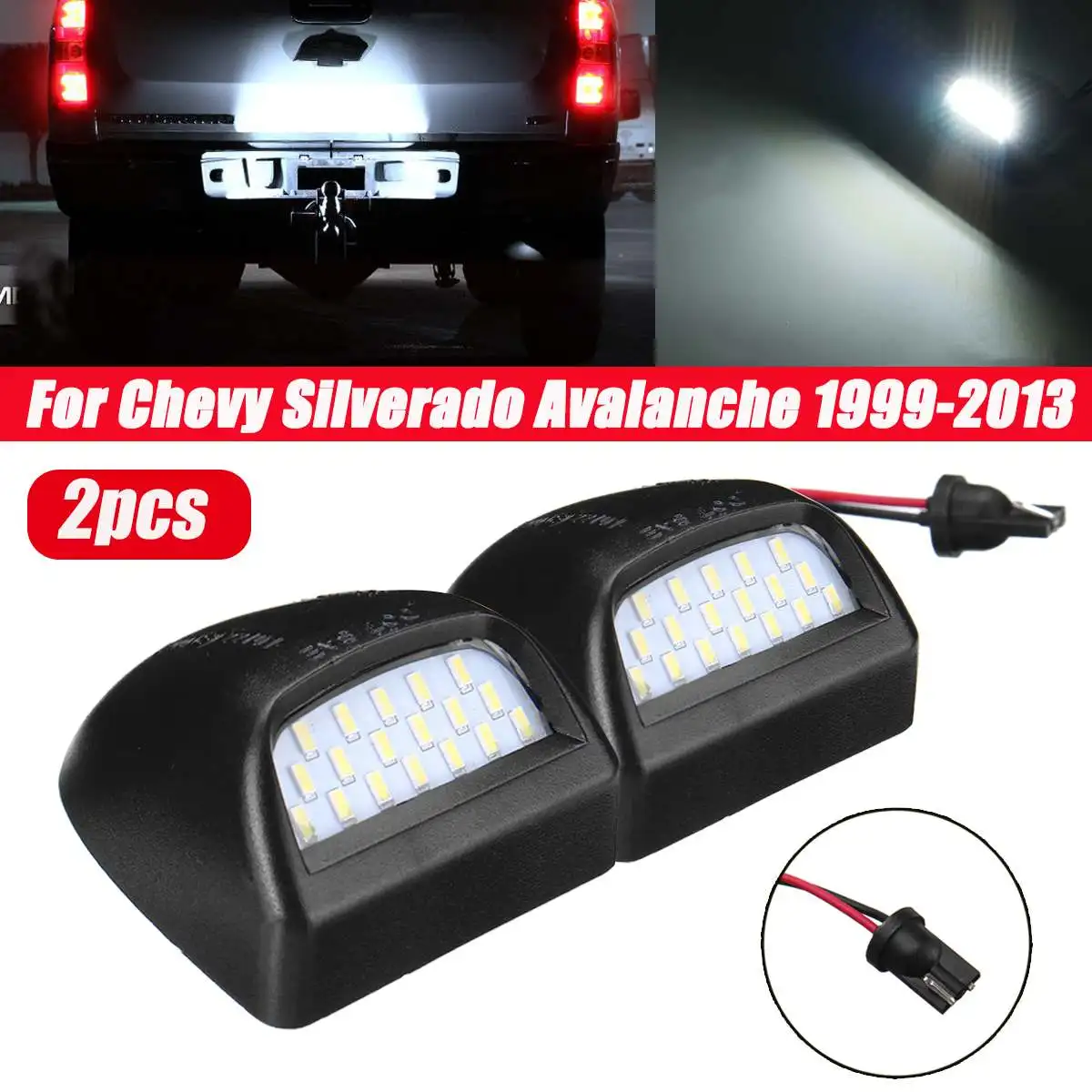 

2pcs LED License Number Plate Light for Chevrolet Silverado GMC Sierra 1500 2500 3500 Cadillac Escalade