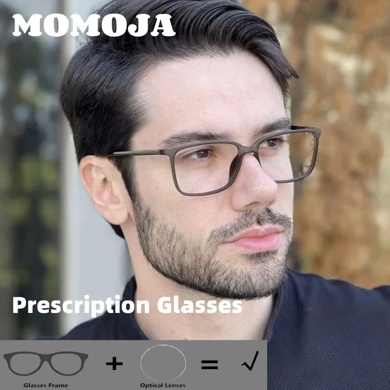 

MOMOJA Progressive Prescription Glasses Custom Myopia Optical Lens Eyewear Men Square Eyeglasses TR90 Alloy Frames 95861