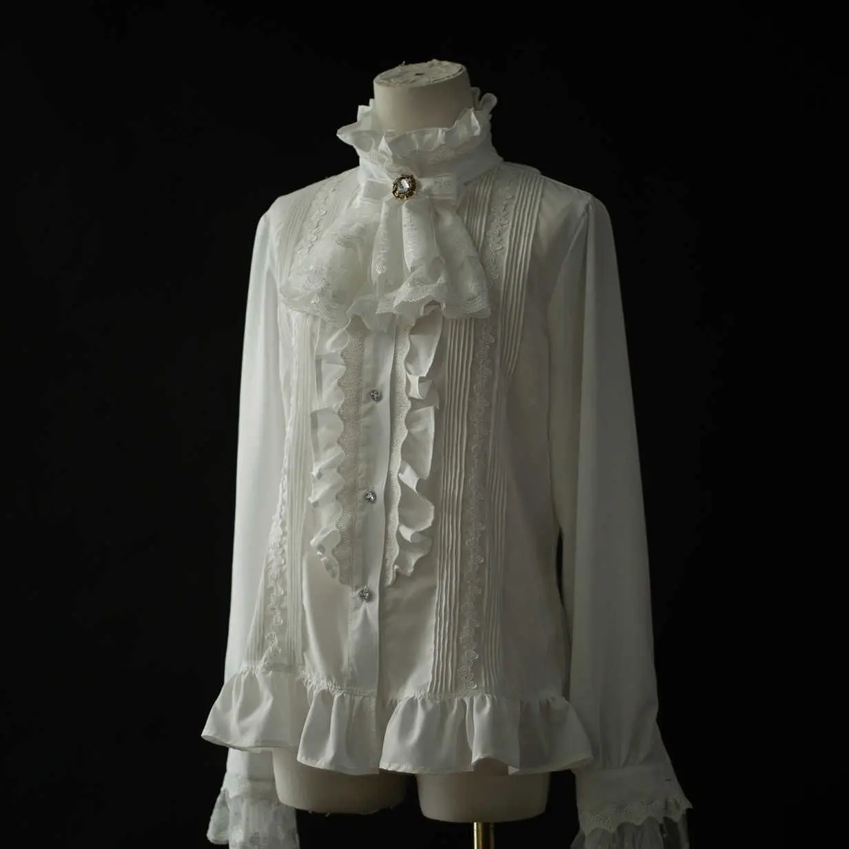 Sweet Lolita Blouse Women Elegant Vintage Lace Ruffles Long Sleeve Tops Female Cute Bow Slim Shirt Retro Y2k Blusas