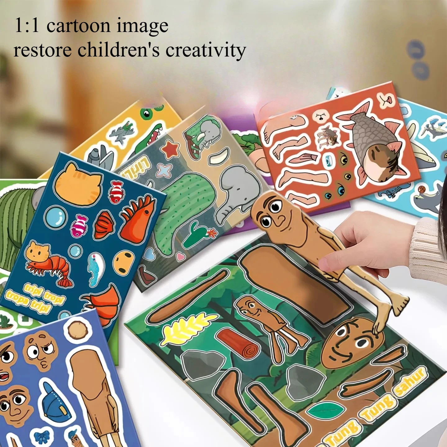 8PCS Tralalero Tralala Adesivi Tungtung Sahur Brainrot Anime Cambiare Vestiti Puzzle Paster Decorazione FAI DA TE Classico Giocattolo Regalo per I Bambini
