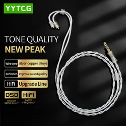 HiFi Audio Earphone Cable 8-Strand Copper Silver Alloy Upgrade Cable Plug Earphone Wire MMCX/2Pin Connector 3.5mm/2.5mm/4.4mm