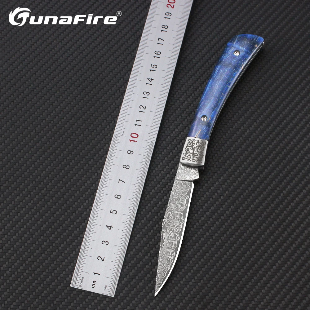 Tunafire-damascus Folding Knife Facas de Bolso Ferramentas Edc Facas Utilitárias Alta Qualidade Apto para Camping ao ar Livre Pesca Frutas Cozinha