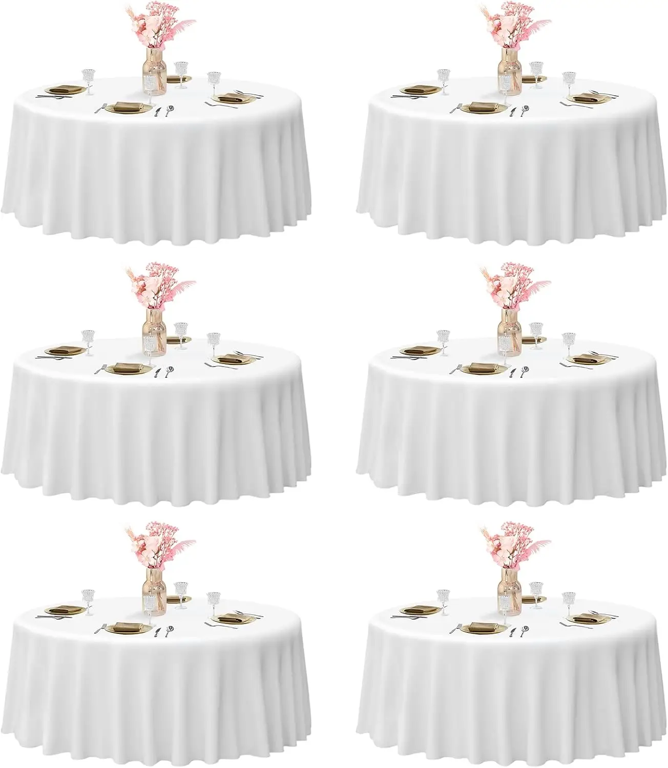 

Круглая скатерть белая (6 шт.) 120 дюймов, круглая, из полиэстера, для свадебного декора, дня рождения, банкета и торжественных мероприятий