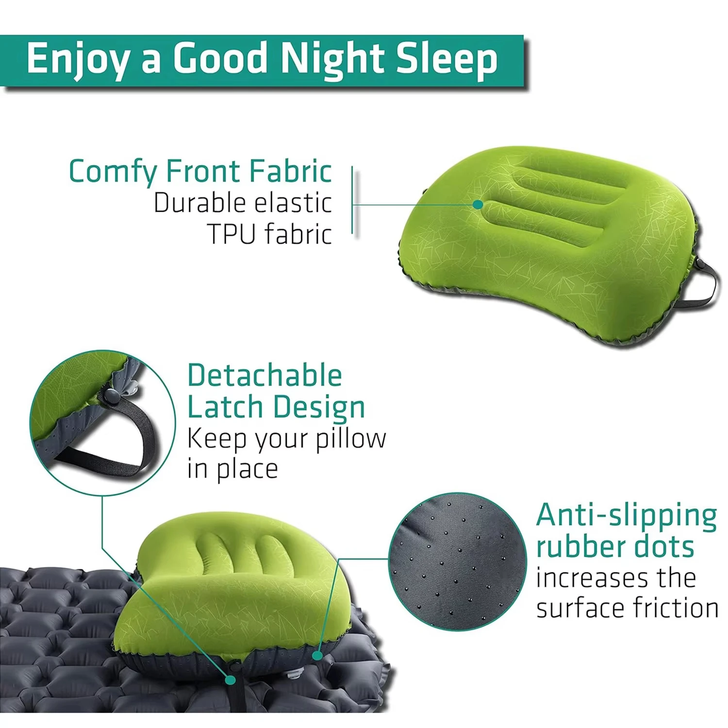 Camping Travel Ultralight Inflatable Pillow Compact Ergonomic Inflating Pillows for Neck Lumbar Support Camp Hiking Backpacking
