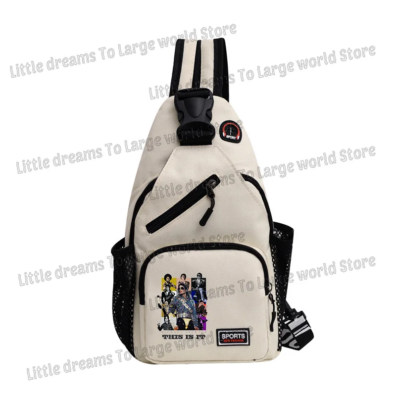 Michael Jackson Chest Bag Boys Girls Singer MJ Printed Shoulder Bags Men Women Trendy Cool Travel Backpacks Crossbody Pouch Gift