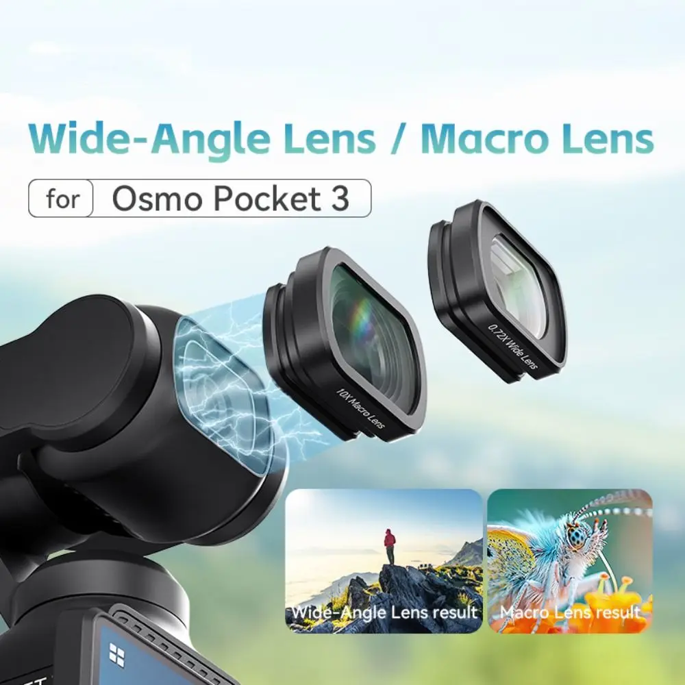 

Optical Glass Wide-Angle Lens Aluminum Frame Magnetic Camera Lens Quick Installation Macro Lens for DJI Osmo Pocket 3