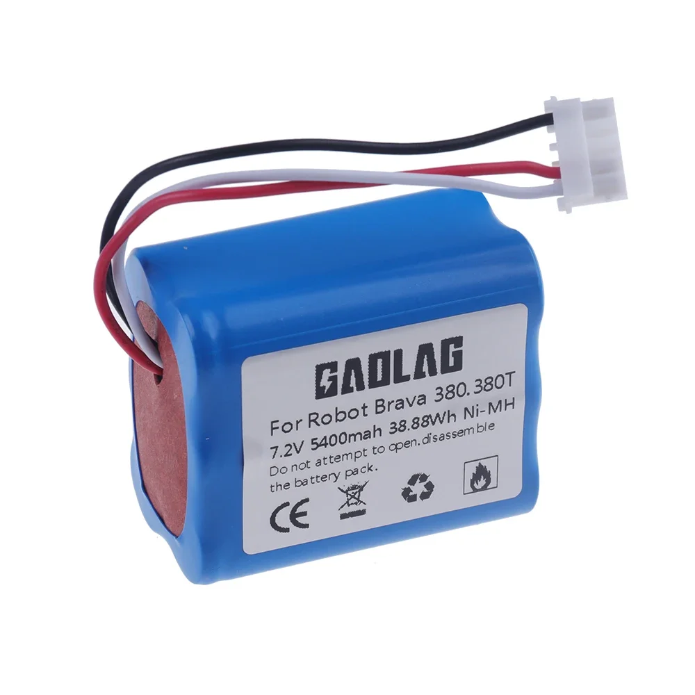 7.2V NI-MH 5400mAh Battery For iRobot Roomba Braava 380 380T Mint 5200c ni-mh upgraded 2500mAh 7.2v batteria ricaricabile