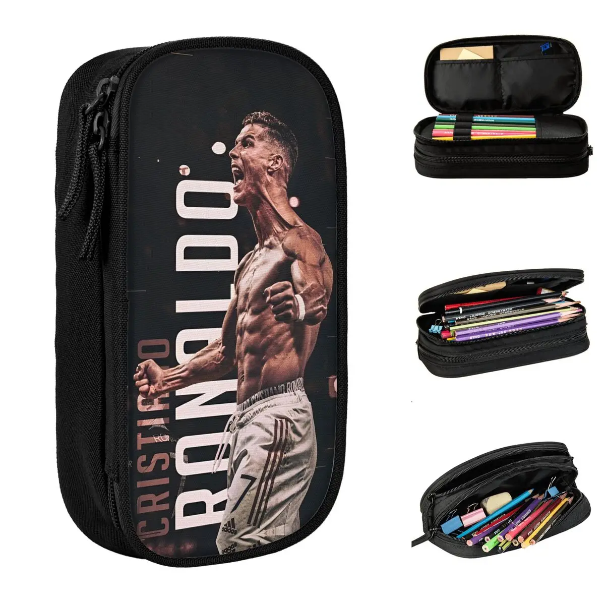 

Large-capacity Pencil Case Cr7 Football Soccer Cristianos Merch Cr7 Double Layer Pencil Case Stationery Girl Make Up Bag