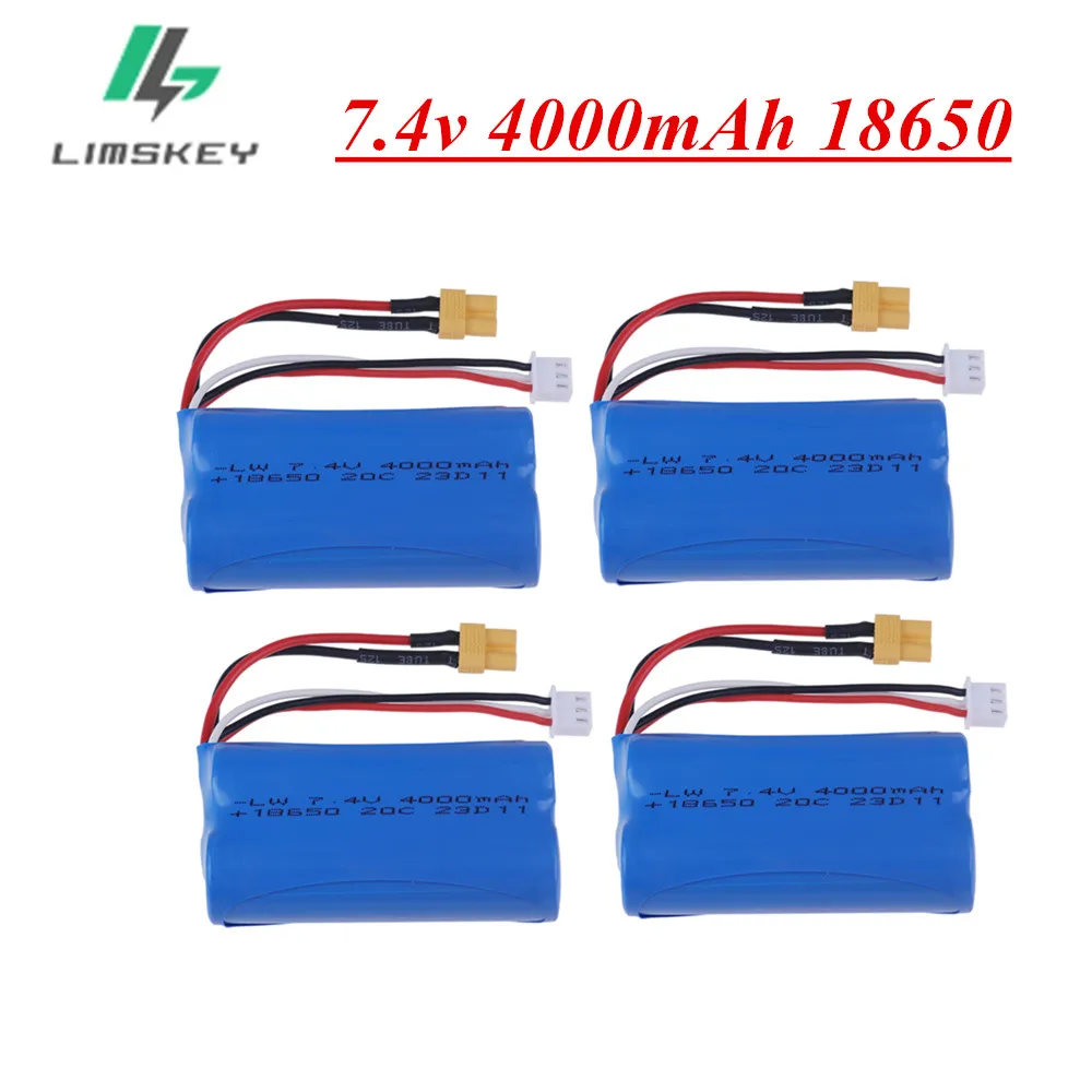 Akumulator litowo-jonowy 7,4 V 4000 mAh XT30 do elektrycznej koparki budowlanej HUINA 1580 1583 580 550 582 1/14 RC