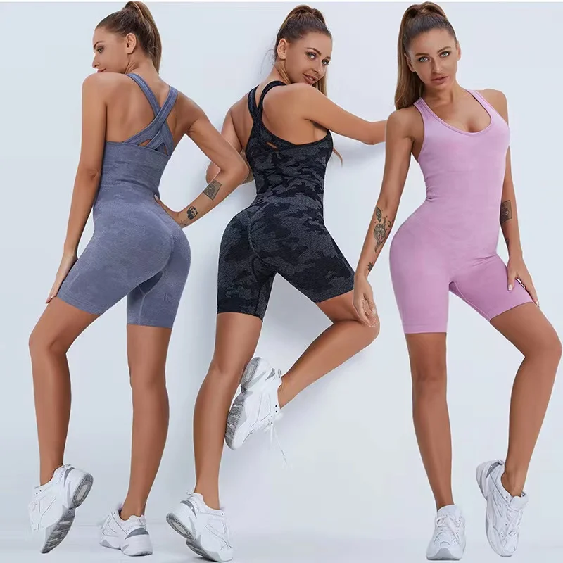 TaoBo One-piece Women Fitness Sports Suit Women's Summer Breathable Yoga Clothes Tight Elastic Sexy Seamless Knit Wear