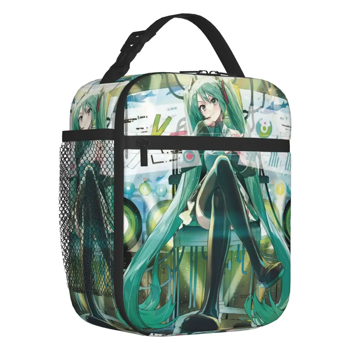カスタム初音ミク-vocaloid-ロックアニメランチバッグ女性用暖かいクーラー断熱ランチボックス学校用