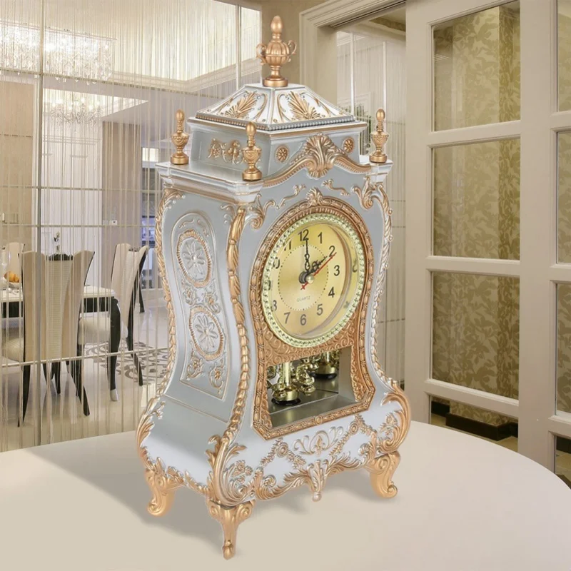 

Vintage Style Plastic Table Clock Antique Home Hotel Decorative Desk Alarm Clocks(White)