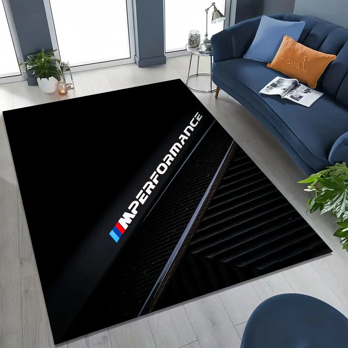Vintage Racing Car B-Bmw Sign Rug for Bedroom Living Room Sofa Home Doormat Decor, Large Garage Non-slip Floor Mat Moto Gift