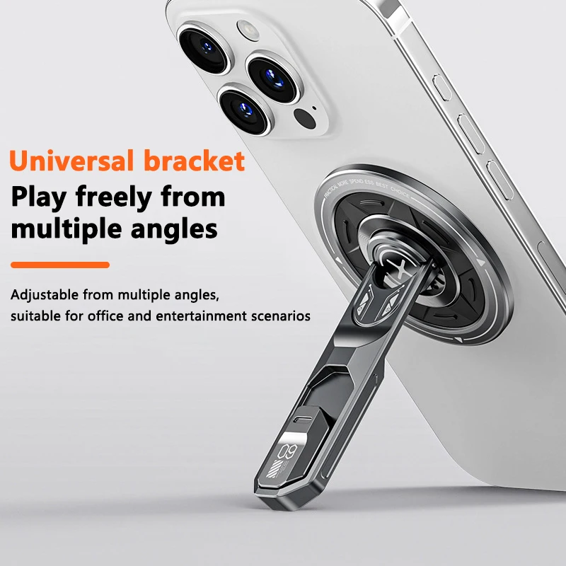 Soporte magnético ajustable para teléfono, con diseño abatible y función anticaídas, compatible con MagSafe, ideal como soporte auxiliar para grabar vídeos con el teléfono móvil, portátil.