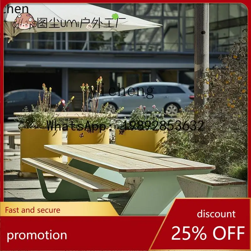 

Садовая скамейка YFY, уличная скамья с пластиковым сиденьем и деревянной спинкой, для двора, открытых площадок