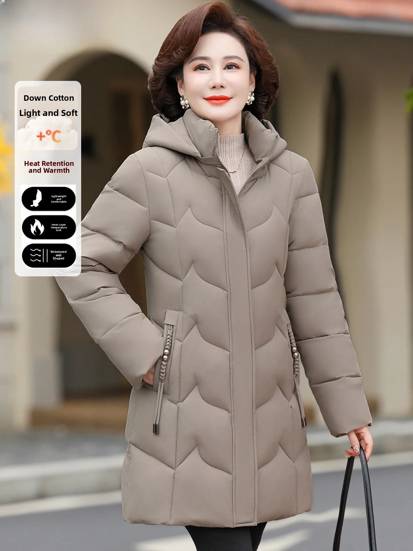 

Winter Jaet Women's Mid-Length down Cotton Coat 2025 New Sle for Middle-Aged And ly Ladies Warm Breathable Casual