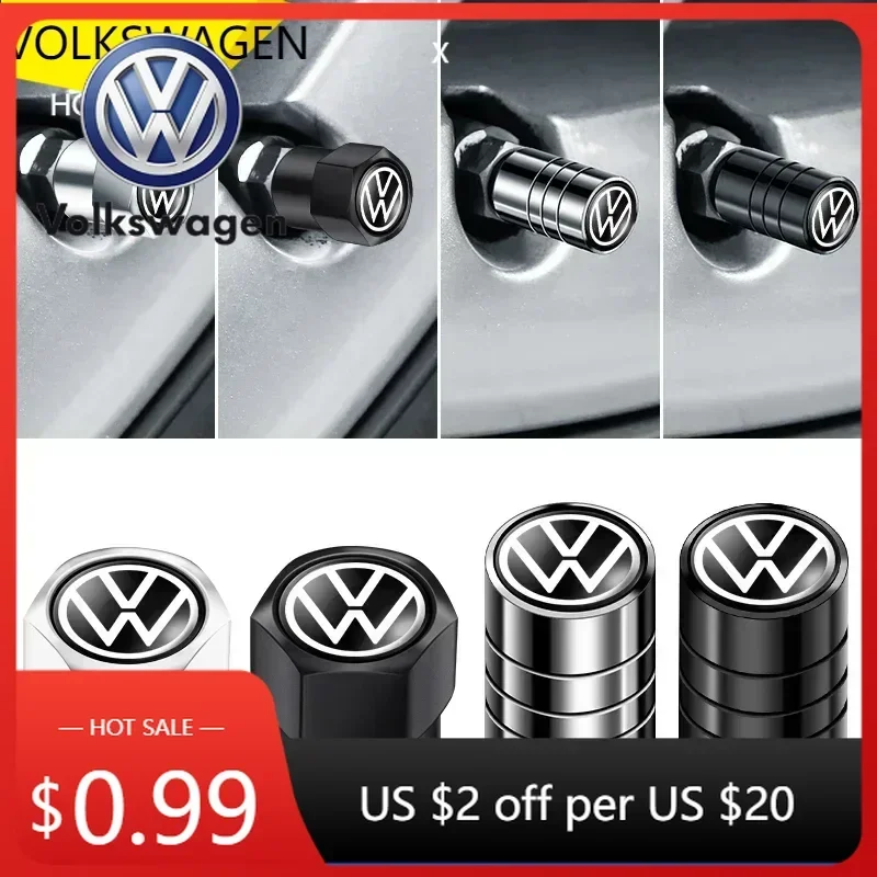 

For VOLKSWAGEN VW 2025 Hot 4PCS Metal Car Badges Wheel Tire Valve Caps Covers Auto Accessories For Volkswagen VW Scirocco Jetta